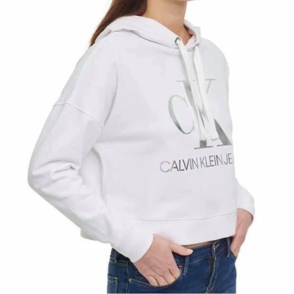 Calvin Klein Jeans Women's White Logo Hoodie